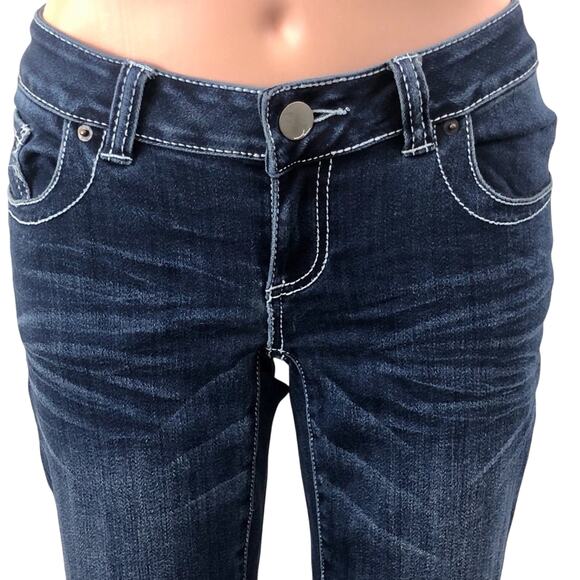 INC International Concepts Curvy Classic Bootcut Jeans White Top Stitch Mid Rise - Picture 6 of 16